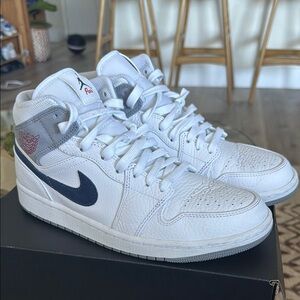 Air Jordan White and Navy Sneakers Paris 1s.